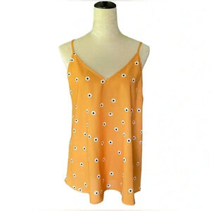 Emery Rose‎ Women Floral Boho Y2K Yellow Sleeveless Tank Lightweight Top Size L
